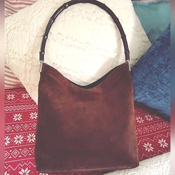 GUCCI SUEDE SHOULDER BAG BROWN SUEDE LEATHER - Picture 4 of 17